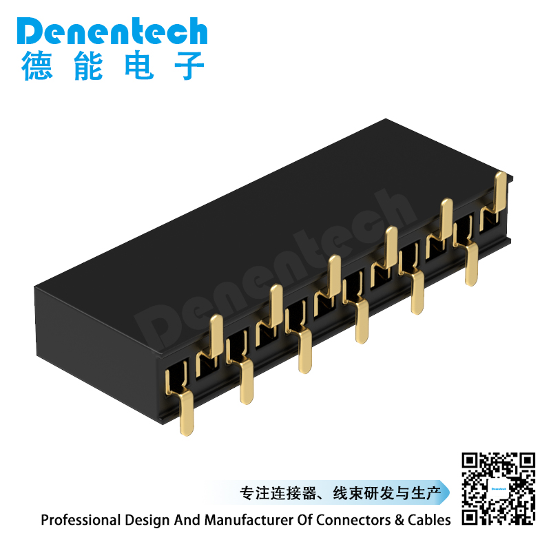 Denentech 工厂直销 1.27MM排母H5.7单排180度SMT 单排 贴片排母 错位立贴排母